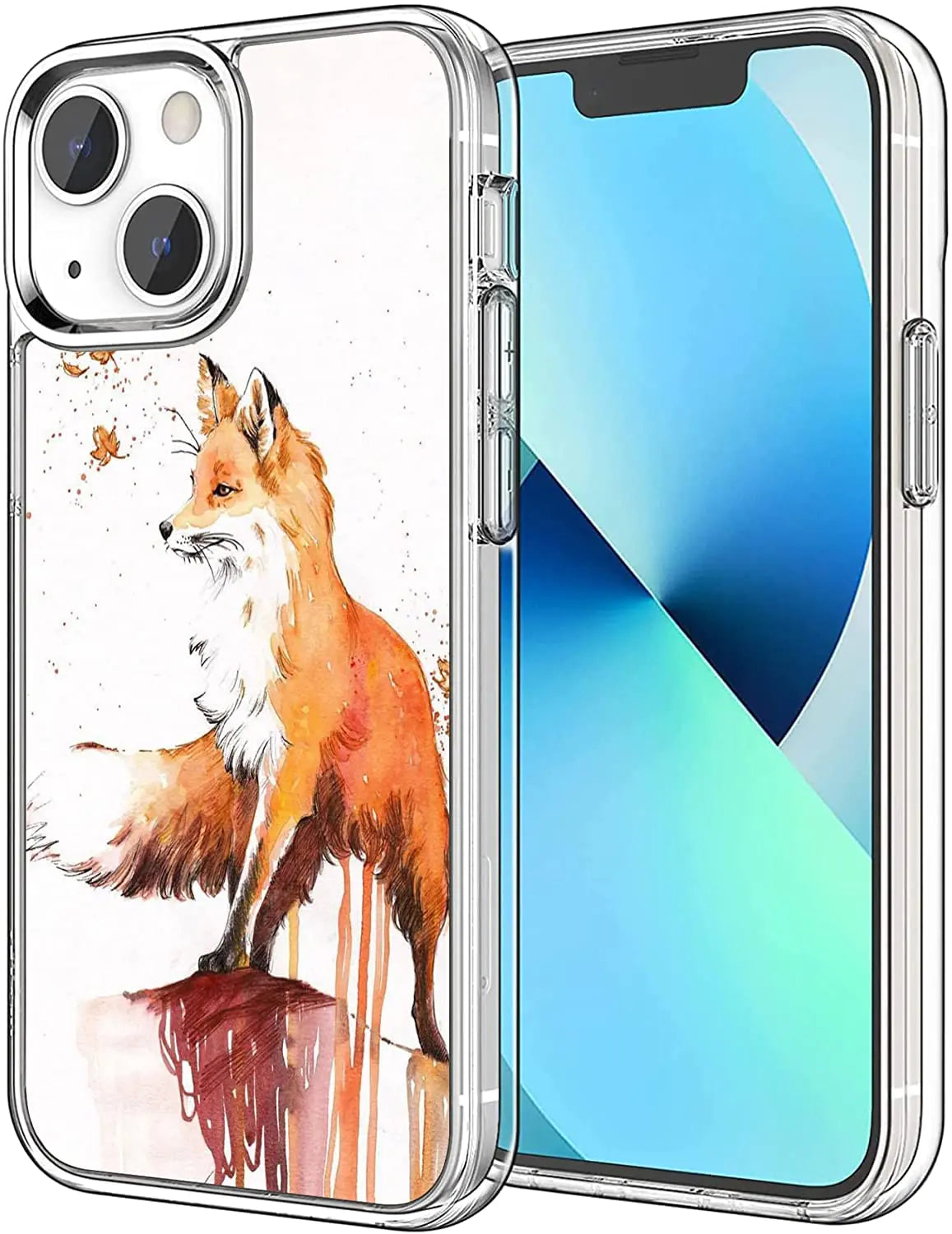 Designed for iPhone 12 Case iPhone 12 Pro Case Vintage Cute Funny Fox Clear Case TPU Slim Shockproof Protective Phone Case